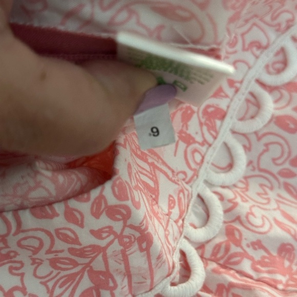 WOMEN'S LILLY PULITZER JUBILEE PINK & WHITE COTTON CAPRIS PANTS size 9 - Picture 8 of 9
